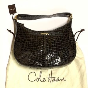 NEW Cole Haan Croc embossed Small Hobo Bag